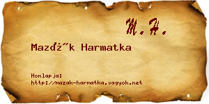 Mazák Harmatka névjegykártya